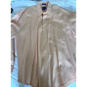 Facconable Men's orange Cotton Collared Long Sleeve Button Down Shirt Size XXL